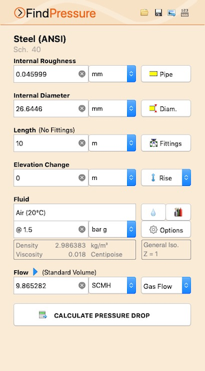 Pipe Flow Wizard Software Find Pressure Drop Calculation Screen